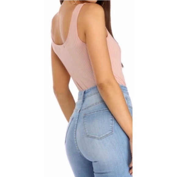 Zip Up Ribbed Tank Bodysuit Blush - Picture 2 of 8